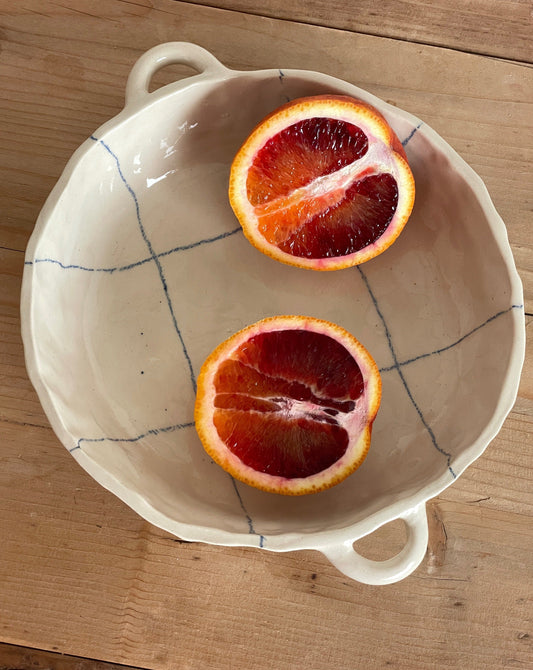 Berry bowl in blue crayon